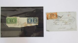France stamps: with SG cat of c£4,000, first issue Ceres head both on cover of Paris dated 1 June