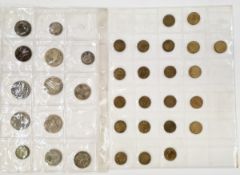 Folder of coins including some pre 20 and pre 47 silver coins together with pennies and half