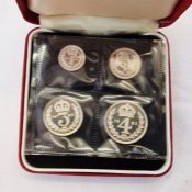 Set of four 1982 Maundy coins, 1d-2d, sealed in packet with box