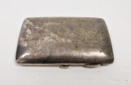 Victorian silver cigar case, rectangular, floral and scroll engraved, Birmingham 1898