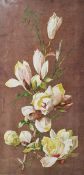 Late 19th/early 20th century school Oil on velvet Study of magnolias, monogrammed lower right,