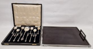 Silver-plated flatware dessert set viz:- six forks, six spoons with shell bowl and matching
