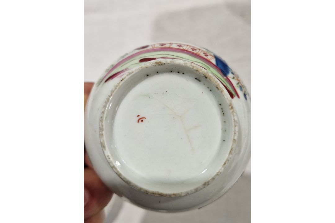 Late 18th century creamware two-handled sugar bowl and cover, perhaps Leeds, painted with rose and - Image 23 of 24