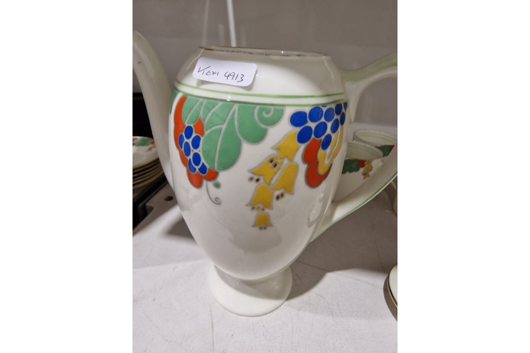 Royal Doulton Art Deco part coffee service, circa 1930s, printed green marks, pattern no. U1536, - Image 5 of 5