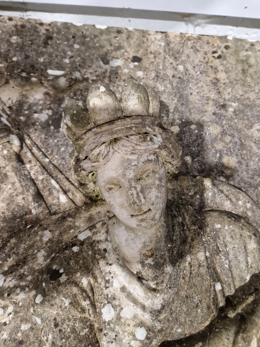 Pair of Coade stone, moulded relief panels, titled “Agriculture” and “Navigation” based on designs - Image 19 of 22