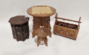 20th century chessboard topped occasional table of circular form, on tripod base, 48cm high x 46cm