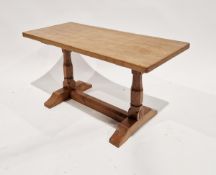 20th century carved oak table by Squirrelman, of rectangular form, 42cm high x 80cm x 37cm deep