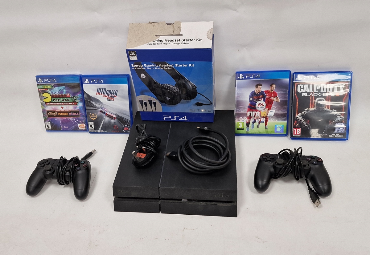 Sony PS4, with stereo gaming headset starter kit for games, two controllers and a small quantity - Image 2 of 2
