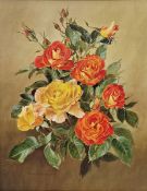 Pamela Davis (20th century school) Oil on board Still life of flowers, signed lower left, framed,