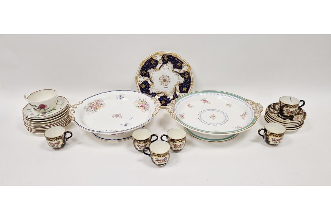20th century Royal Worcester bone china part tea service, in the 18th century style, printed with - Image 1 of 5