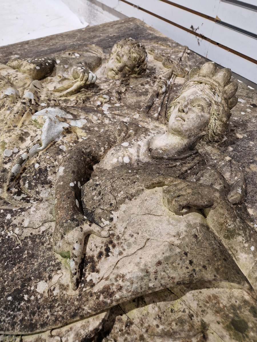 Pair of Coade stone, moulded relief panels, titled “Agriculture” and “Navigation” based on designs - Image 16 of 22