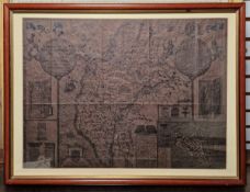 Reproduction of an old engraved map of South Wales and South West England and a map of Cumberland, a