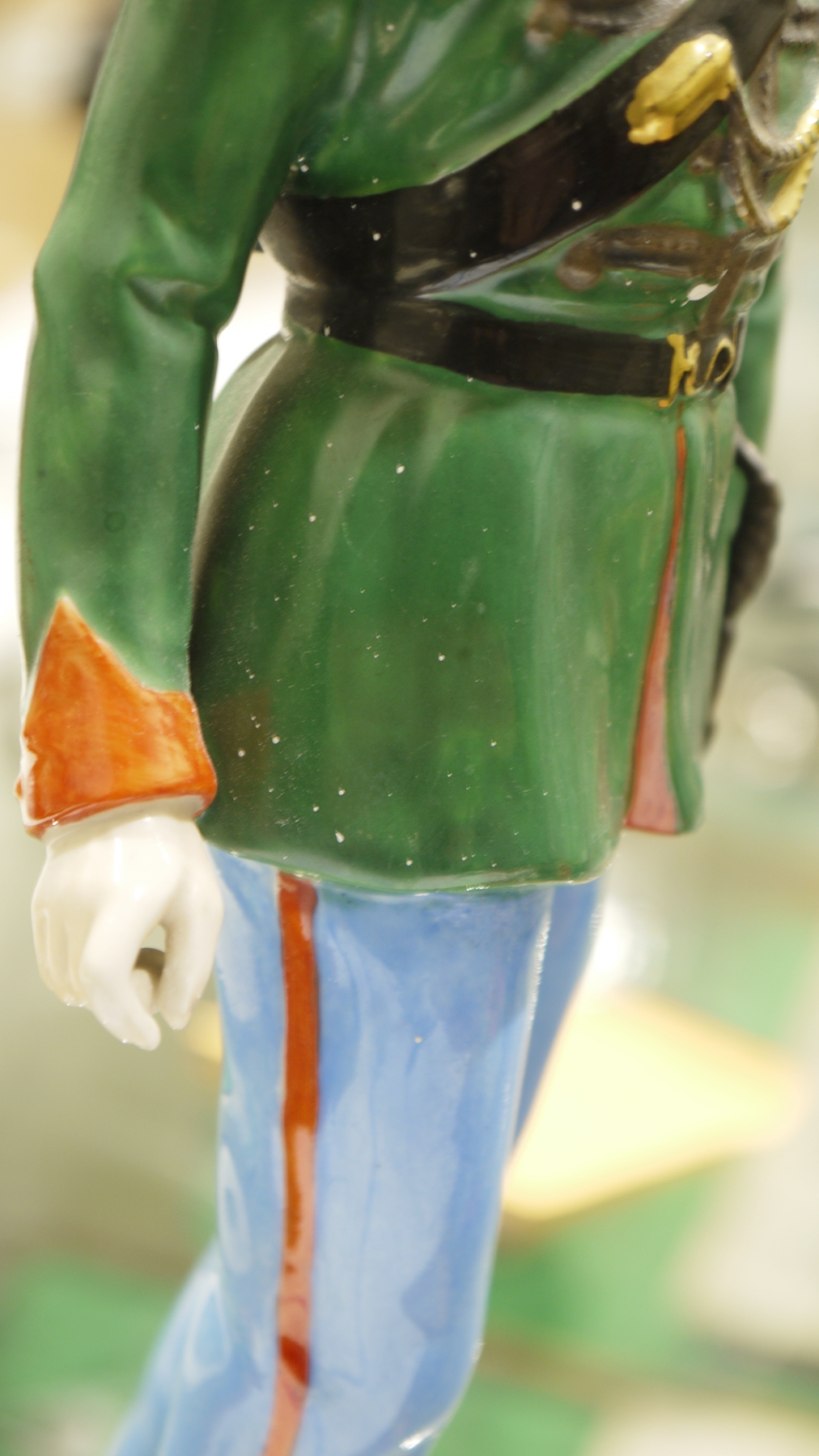 Dresden porcelain figure of a rifleman from the 60th Regiment, circa 1900, printed blue marks, - Image 9 of 9