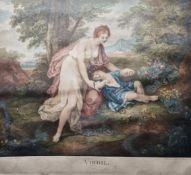 Pair coloured stipple engravings After Angelica Kauffman by F. Bartolozzi  