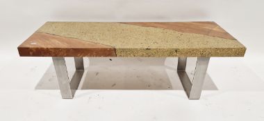 One Artisan polished concrete and reclaimed timber coffee table, of rectangular form, raised on