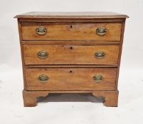 Small Georgian mahogany chest of drawers comprising three long drawers, each with two brass handles,