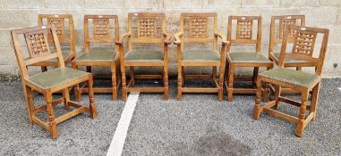 Eight chairs by Derek 'Fishman' Slater of Crayke, each chair (including two armchairs) with