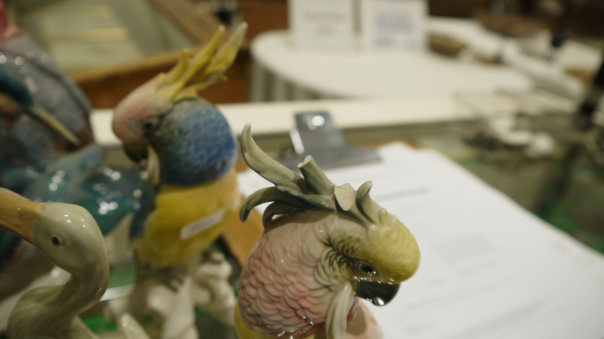 Collection of Karl Ens porcelain models of birds, including kingfishers, parrots and owl, printed - Image 5 of 26