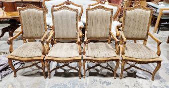 Set of four 20th century Louis XV-style carved dining chairs, each with foliate and acanthus
