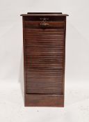 20th century mahogany veneer tambour-fronted filing cabinet, the tambour front dropping to reveal