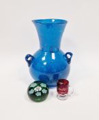 20th century millefiori green-tinted paperweight, a named and dated ruby flashed miniature