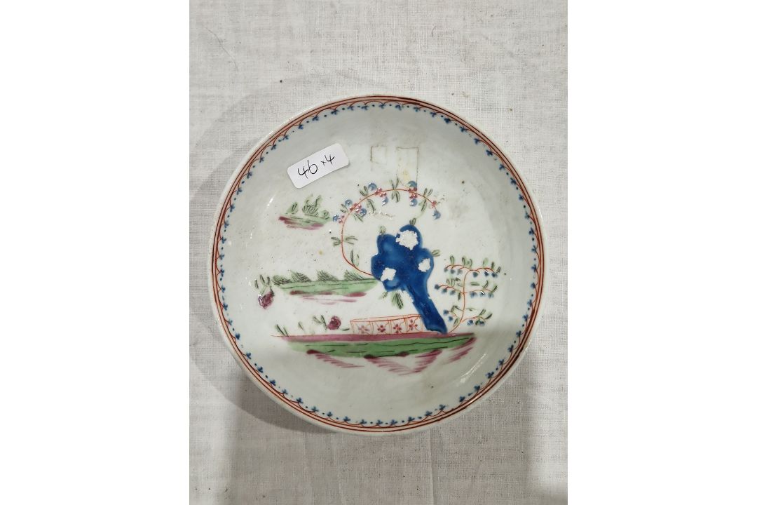 Late 18th century creamware two-handled sugar bowl and cover, perhaps Leeds, painted with rose and - Image 19 of 24