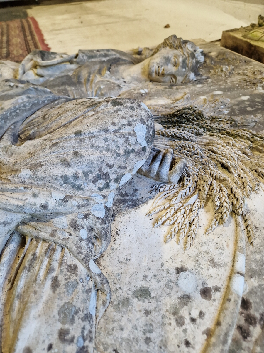 Pair of Coade stone, moulded relief panels, titled “Agriculture” and “Navigation” based on designs - Image 21 of 22