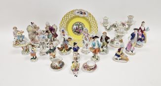 Assorted late 19th/early 20th century Dresden and Continental porcelain figures in the Meissen-