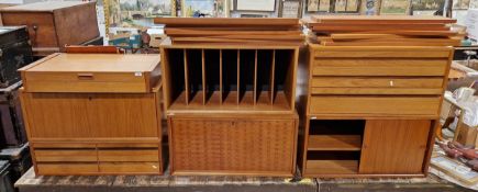 Poul Cadovius for CADO, Denmark, ‘Royal System’ teak wall hanging modular shelving units