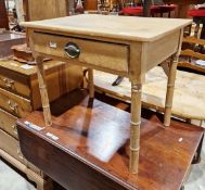 Late 19th/early 20th century pine side table of rectangular form, with single drawer to the front