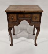 19th century walnut lowboy, having one single short drawer flanked on either side by a single deep