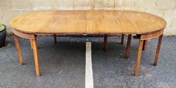 Georgian mahogany D-end dining table with one leaf, on square tapering legs, 73cm high x 250.5cm