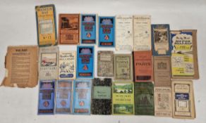 Collection of vintage maps, including a 19th century Carte Routiere of Paris, a linen and card