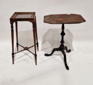 Victorian mahogany jardiniere stand of square form with mosaic style tile top with geometric