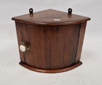 19th century mahogany , small hanging corner cupboard 25 cms h. x 33 cms x 22.5 d