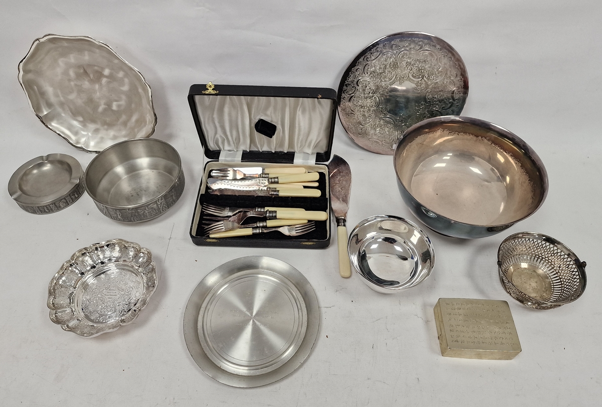 Quantity of silver-plated items including coasters, small punch bowl and flatware - Image 2 of 3