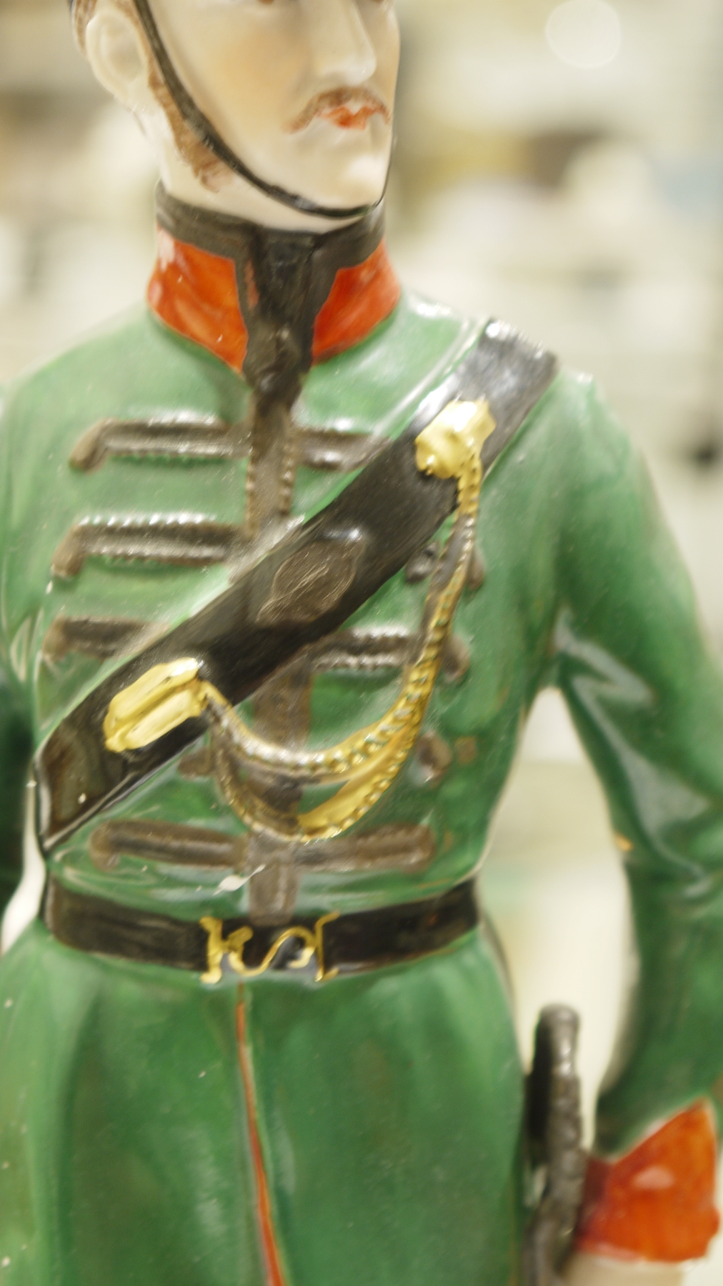 Dresden porcelain figure of a rifleman from the 60th Regiment, circa 1900, printed blue marks, - Image 8 of 9