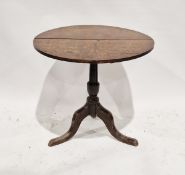 Georgian oak circular tilt-top table on tripod base