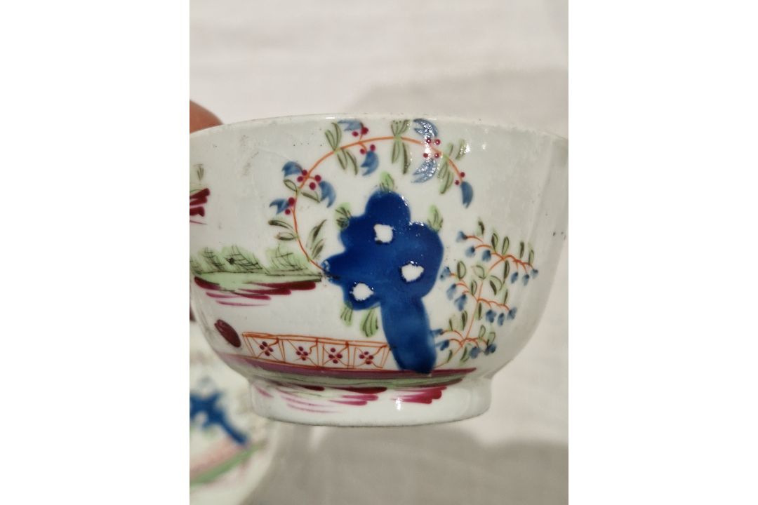 Late 18th century creamware two-handled sugar bowl and cover, perhaps Leeds, painted with rose and - Image 22 of 24