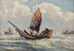 A J Rahman (1922-1995) Pair of watercolour drawings Malaysian scenes with rice farmer beside