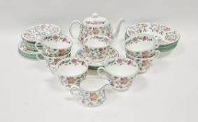 Minton bone china 'Haddon Hall' pattern part breakfast service, 20th century, printed brown marks