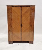 Early to mid 20th century Art Deco veneered linenpress, bears Edwin Jones & Co. LTD label to back,