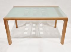 20th century Ligne Roset glass-topped extending dining table of rectangular form, 74cm high x