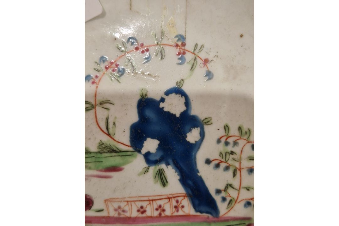 Late 18th century creamware two-handled sugar bowl and cover, perhaps Leeds, painted with rose and - Image 20 of 24