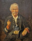 Half-length portrait of a Tyrolean man with pipe, 34cm x 25cm