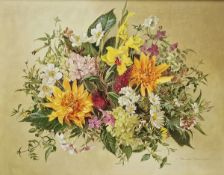 Pamela Davis (20th century school) Oil on canvas Still life of flowers, signed lower right,