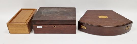 Early 20th century mahogany cutlery canteen (lacking cutlery), with inlaid parquetry decoration to