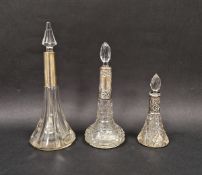 Late Victorian silver mounted perfume bottle, the silver collar hallmarked Birmingham 1901, together