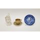 Coalport gilt ground turquoise jewelled miniature cabinet cup and saucer, a Royal Worcester white - Image 1 of 13