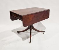 Georgian mahogany drop-leaf pembroke table, on turned support with four outswept legs, on brass
